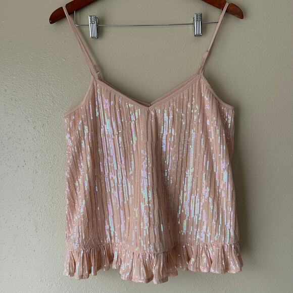 Anthropologie Pale Pink Amelie Sequin Tank Top US Size 8 - Picture 1 of 8